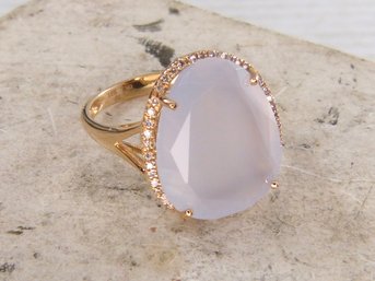 Spectacular 18k Gold , Diamond & Opaque Moonstone Ring