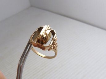 Unique Vintage 10K Yellow Gold Onyx & Cameo Flip Ring