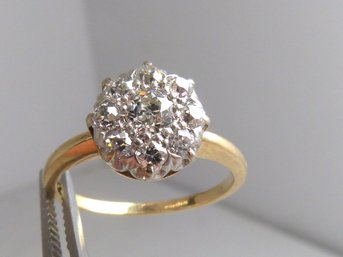 Amazing 14K Yellow & White Gold Diamond Halo Ring