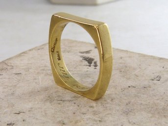 Vintage Cartier 18K Yellow Gold Square Band Ring