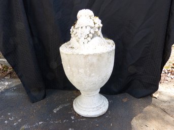 Antique Cast Marble Urn With Fruit Statue