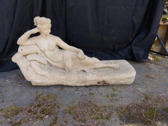 Incredible Antique Concrete Woman On Fainting Couch Garden Statue