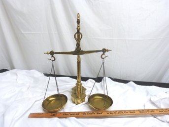 Large Antique Brass Balance Scale With Weights - Signed Librasco -