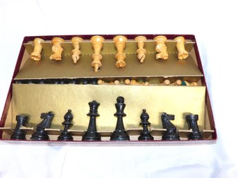 Vintage Hand Carved Wood Chess Set