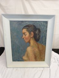 Gorgeous Vintage Nude Oil On Canvas Painting