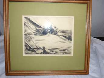 Vintage Signed  Yngve Edward Soderberg Etching    'Passing To Winward'