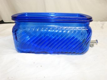 Vintage Blue Glass Water Cooler With Spigot