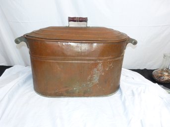 Large Revere Solid Copper Wash Tub With Lid