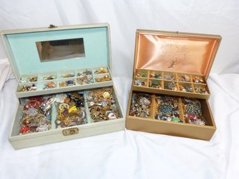 Two Boxes Of Old Costume Jewelry