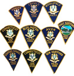 Lot Of 10 Full Sized Connecticut Police Uniform Patches
