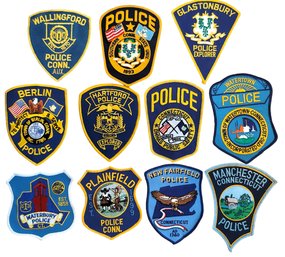 Lot Of 11 Full Sized Connecticut Police Uniform Patches