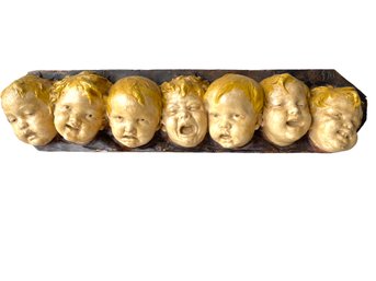 Unique Vintage Wall Hanging Plaster Relief After Or By Pietro Ghiloni(1864-1932) Featuring Cherub Faces.
