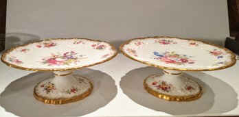 GORGEOUS Pair Of Cake Plates By  Hammersley Bone China Pattern 'Lady Patricia'