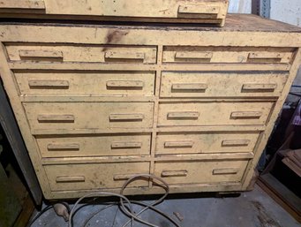 Large Antique Wooden Hardware Chest