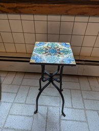 Tiled Top Small Side Table Or Plant Stand