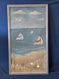 Beach / Seascape Painting On Screen ~ Beachy, With Shells