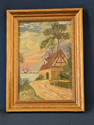 Antique Russian Needlepoint Landscape