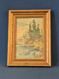 Antique Russian Needlepoint Landscape