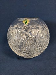 Waterford Crystal Rose Bowl Vase With Original Label And Ribbon Tag