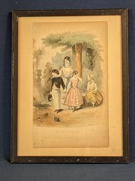 Antique Original Page From 'Children's Fashions Engraved By Pease For Godey' Titled 'In The Sulks'