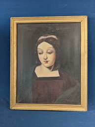 Signed 'A. Ludovico' Oil On Canvas Madonna After Old Master Religious Painting