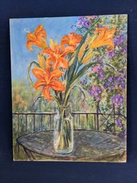 Signed Still Life Titled 'On The Patio' By M. Botticello