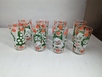 Vintage Holiday Glasses Set Of 8