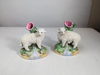 Pair Of Staffordshire Lambs