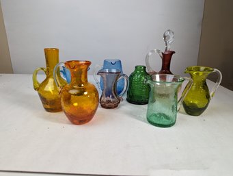 Crackle Glass And Other Misc Glass Lot