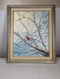 Painting Of A Cardinal Signed