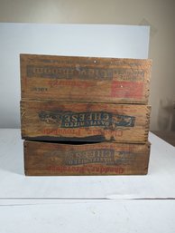 3 Vintage Cheese Wooden Boxes