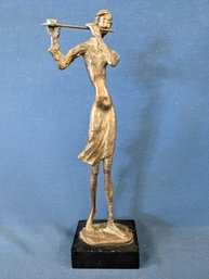 Vintage Mid Century Modern 'The Flutist' Bronze Sculpture