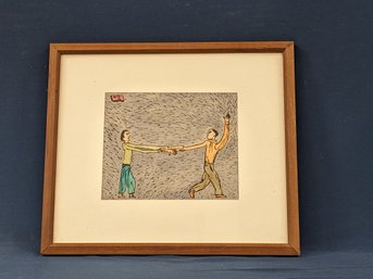 Local Connecticut Outsider Artist Jane Miller Mixed Media Painting