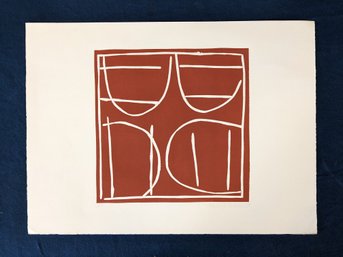Marina Adams 1989 Artist Proof Abstract Linocut