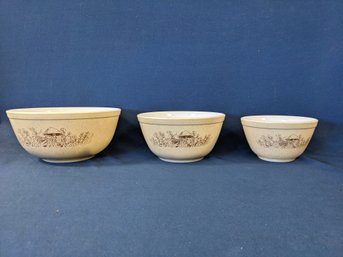 3 Bowl Nesting Set Of Vintage Pyrex Forest Fancies (Mushroom) Bowls