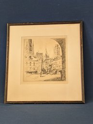 John Taylor Arms 1925 Etching 'Rouen The Cathedral Of Notre Dame From The South'
