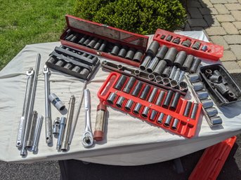 Collection Of Mostly Large Format Sockets Including Snap-on, Sok And Craftsman