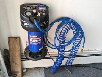 2 Gallon Campbell Hausfeld Wall Mount Air Compressor With Hoses