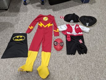 Collection Of Boys Halloween Costumes Includes Pirate, Flash And Extras