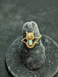 14k Opal/Diamond Cat Ring AS-IS