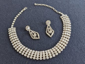 Rhinestone Necklace & Earrings