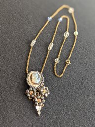 Artisan Made Long Iridescent Cameo Necklace