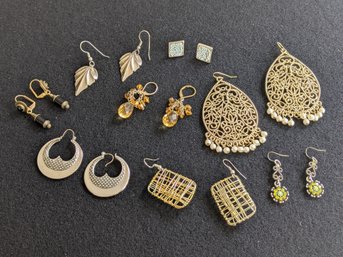 Collection Of Eight Costume Jewelry Earrings