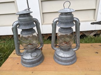 Pair Of Dietz Galvanized Lanterns