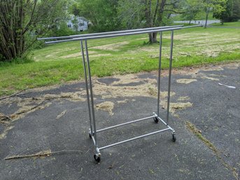 Expandable Double Straight Bar Clothing Rack On Casters