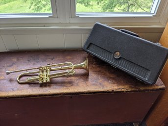 Vintage Trumpet And Case