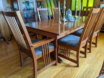 Mission Style Dining Table And Six Chairs By Bassett Furniture