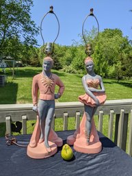Pair Of Figural Table Lamps Of A Man And Lady Ballet Dancers