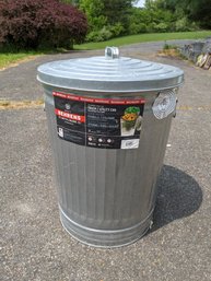 Galvanized Metal Garbage Can With Lid