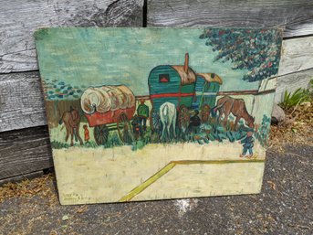 Joseph Benson Bishir 1950 Copy Of A Van Gogh ''The Gypsy Caravan' #7